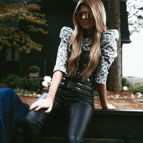 NWT WE WORE WHAT BLACK MOTO LEATHER OVERALLS - Picture 3 of 14